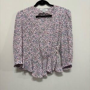 Vintage Arsenti Floral Blouse - Skirt Pink and Green